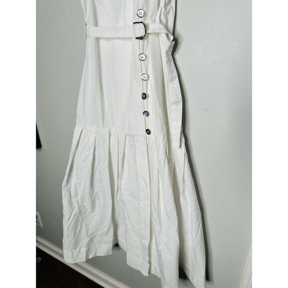 EUDON CHOI COLLECTIVE White Pleated Sleeveless V-Neck Button Maxi Dress Size 6 - Picture 6 of 15